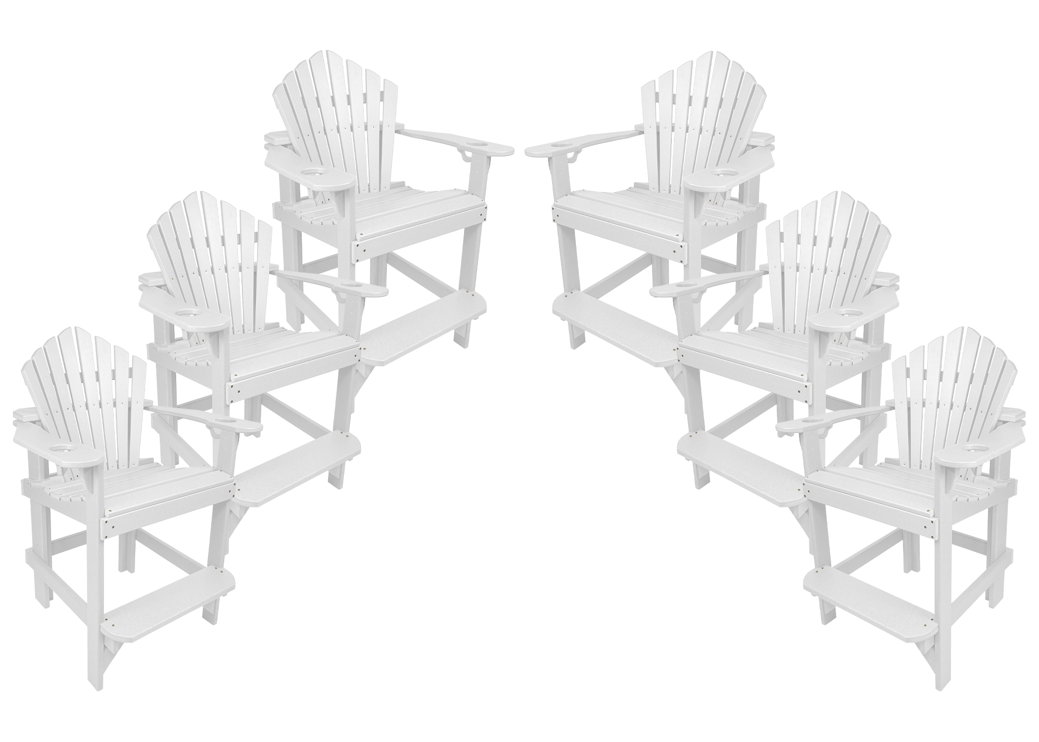 Set of 6 - Bridgewater Counter Chairs With Built In Cupholders