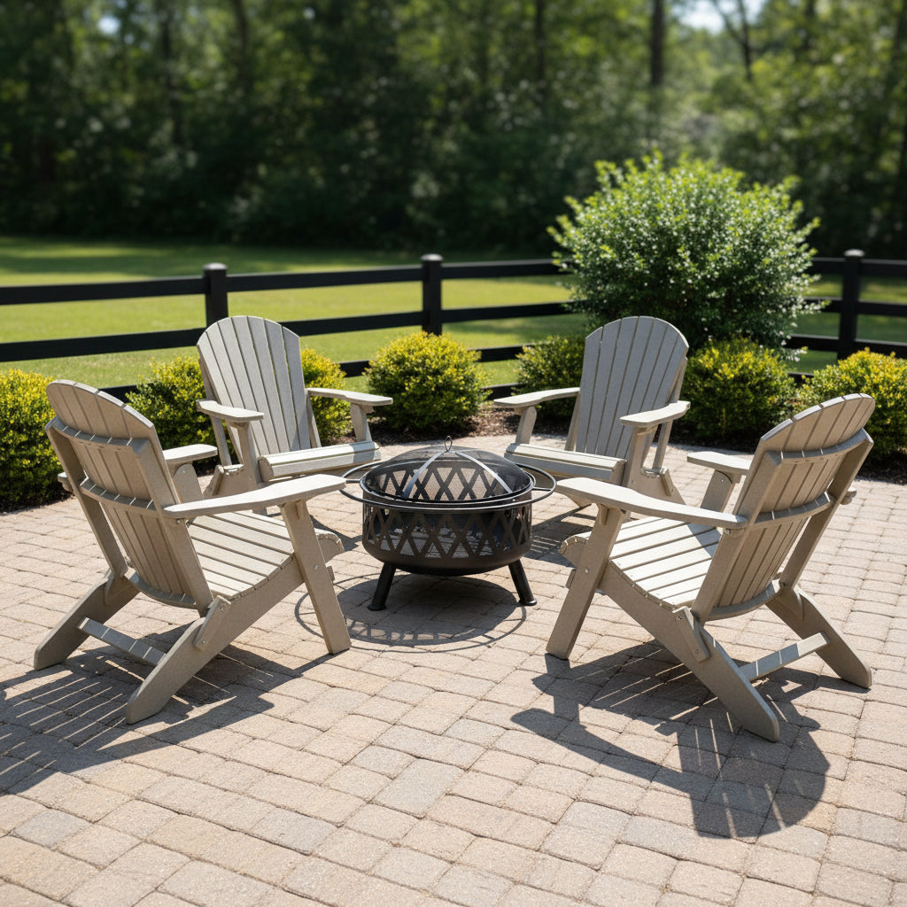 Set of 4 Folding Adirondack Chairs With Built-in Cup Holders King Size