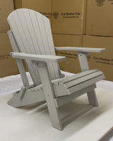 DuraWeather Poly&reg; King Size Folding Adirondack Chair with Built-in Cup Holders - (Cottage Light Grey)