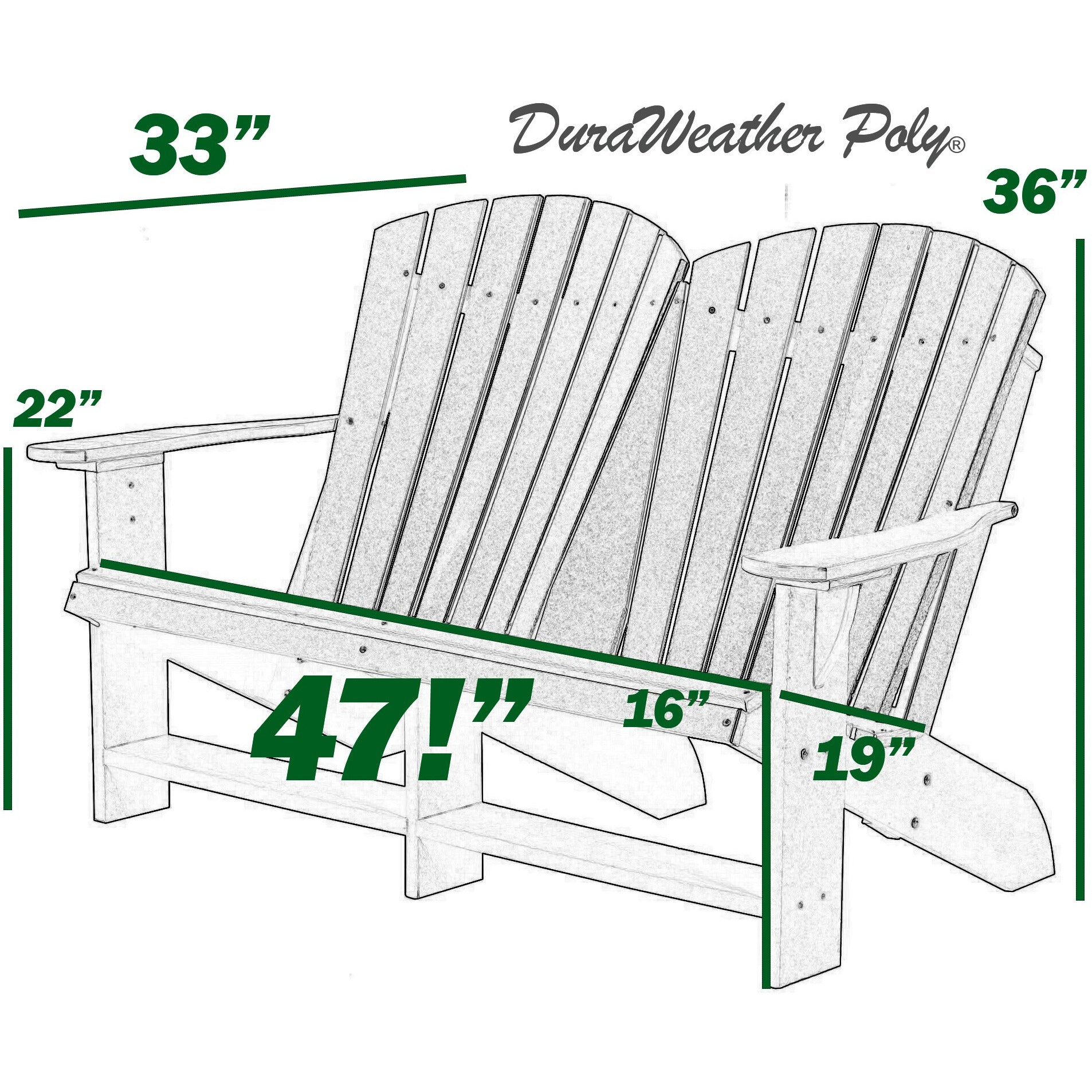 DURAWEATHER POLY® Classic Loveseat Adirondack Bench