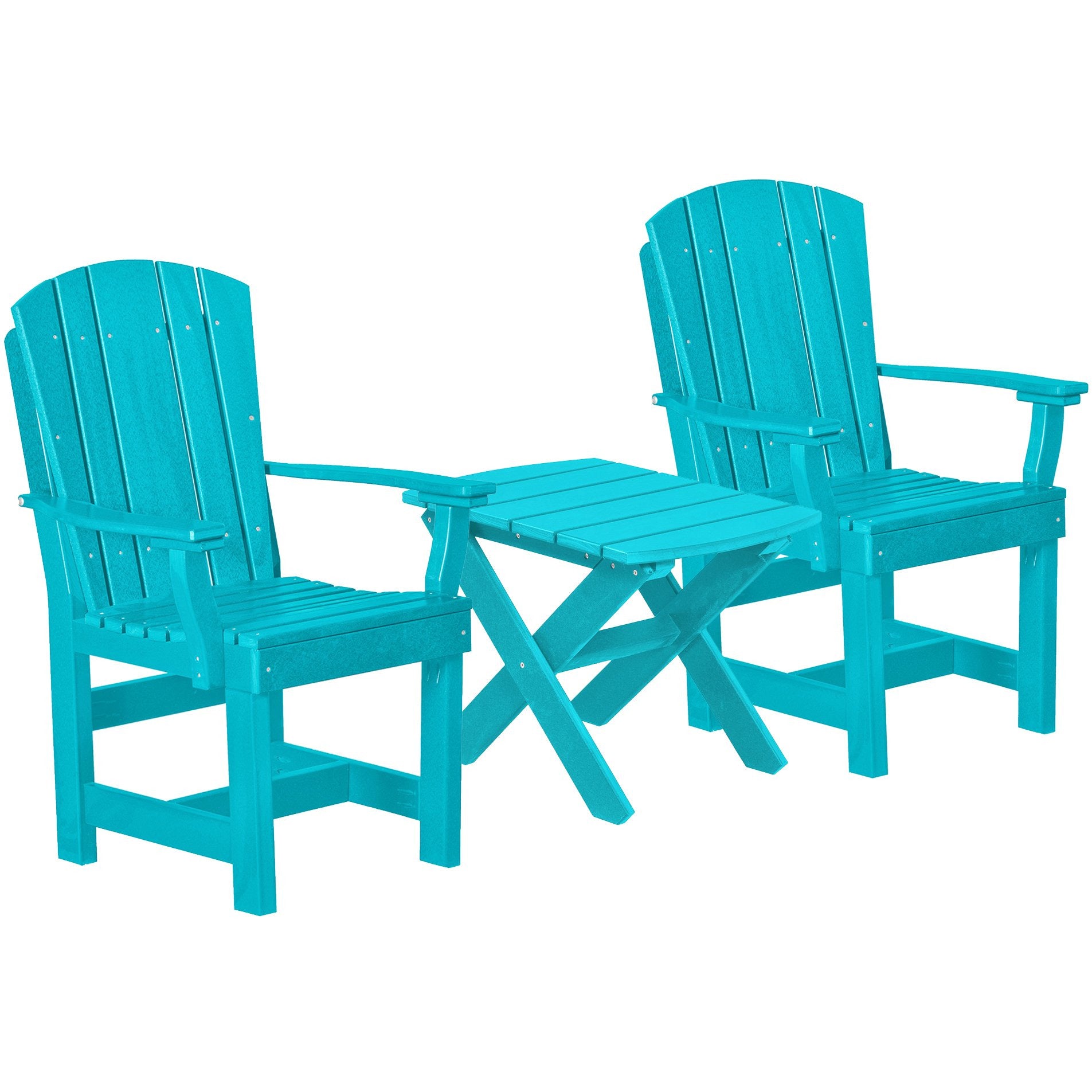 aruba blue duraweather three piece upright plantation bistro set all weather polywood