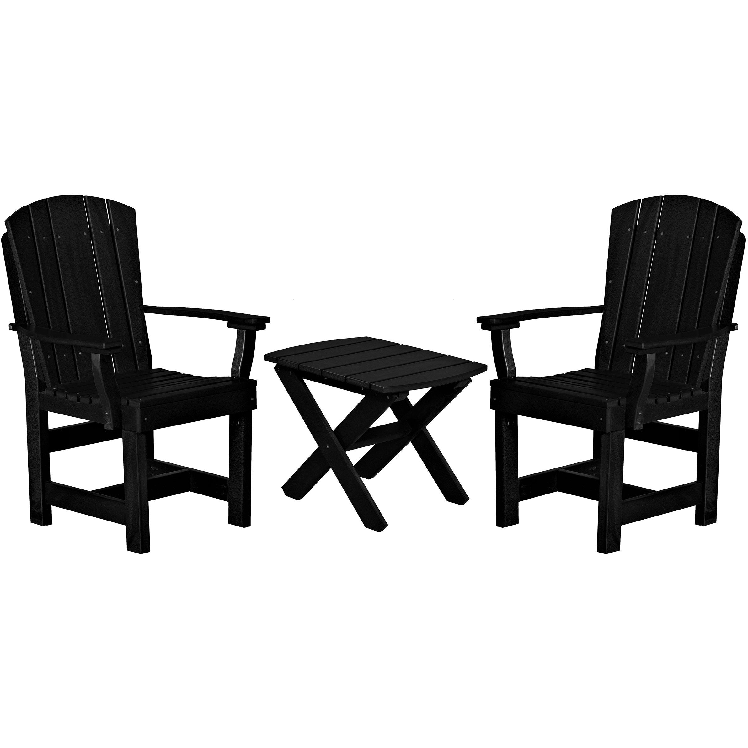 black duraweather three piece upright plantation bistro set all weather polywood