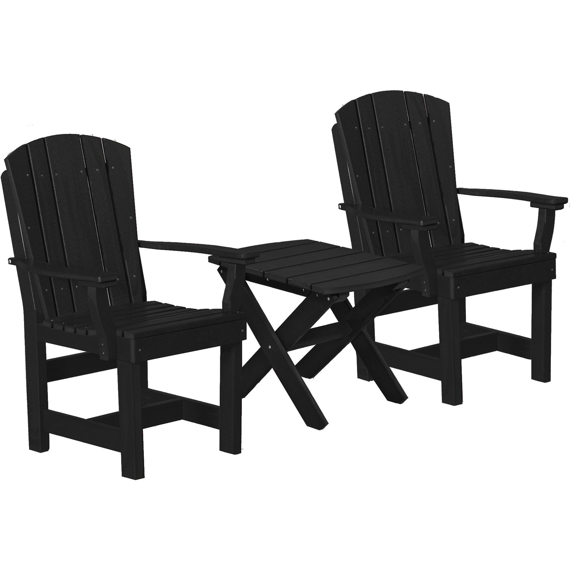 black duraweather three piece upright plantation bistro set all weather polywood