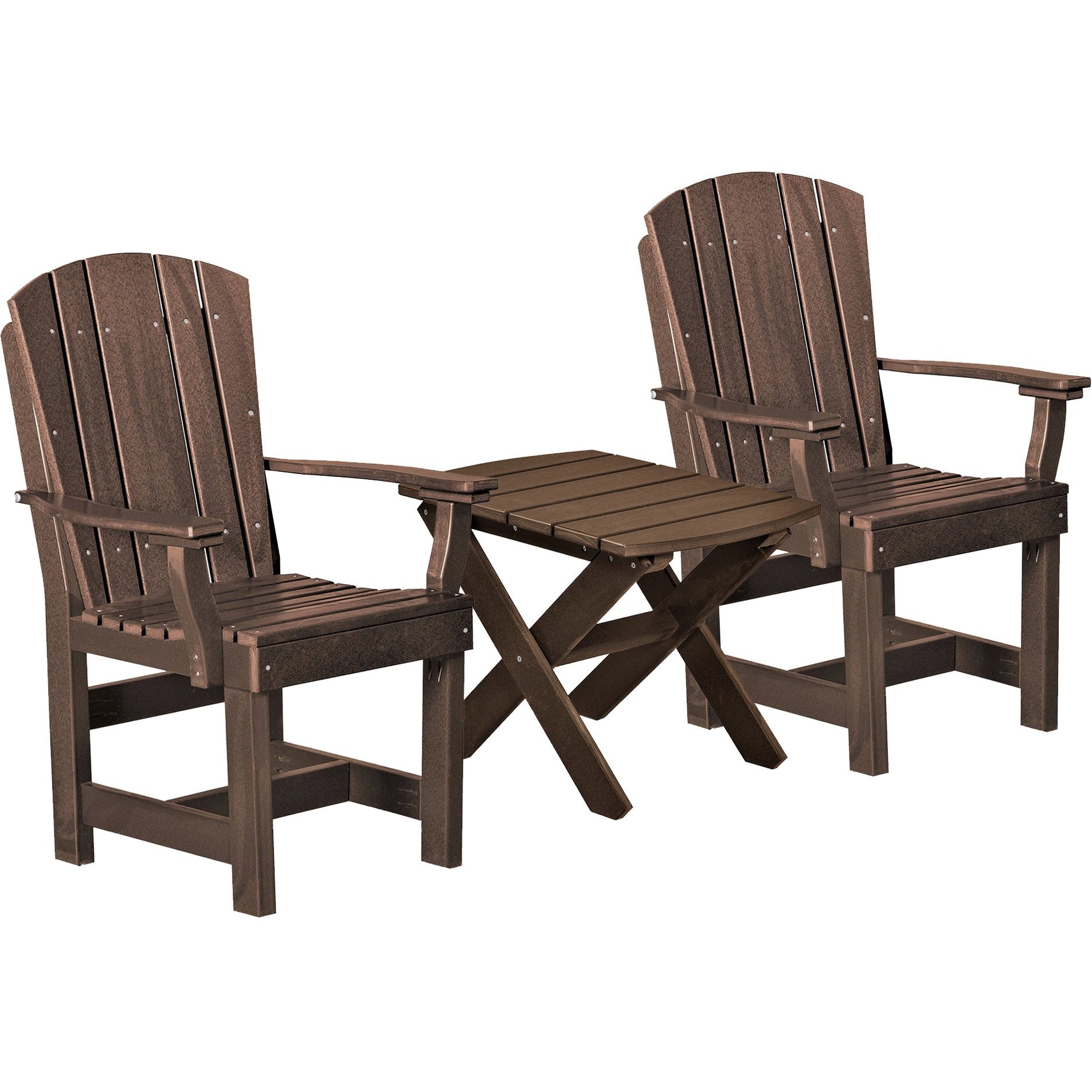 chocolate brown duraweather three piece upright plantation bistro set all weather polywood