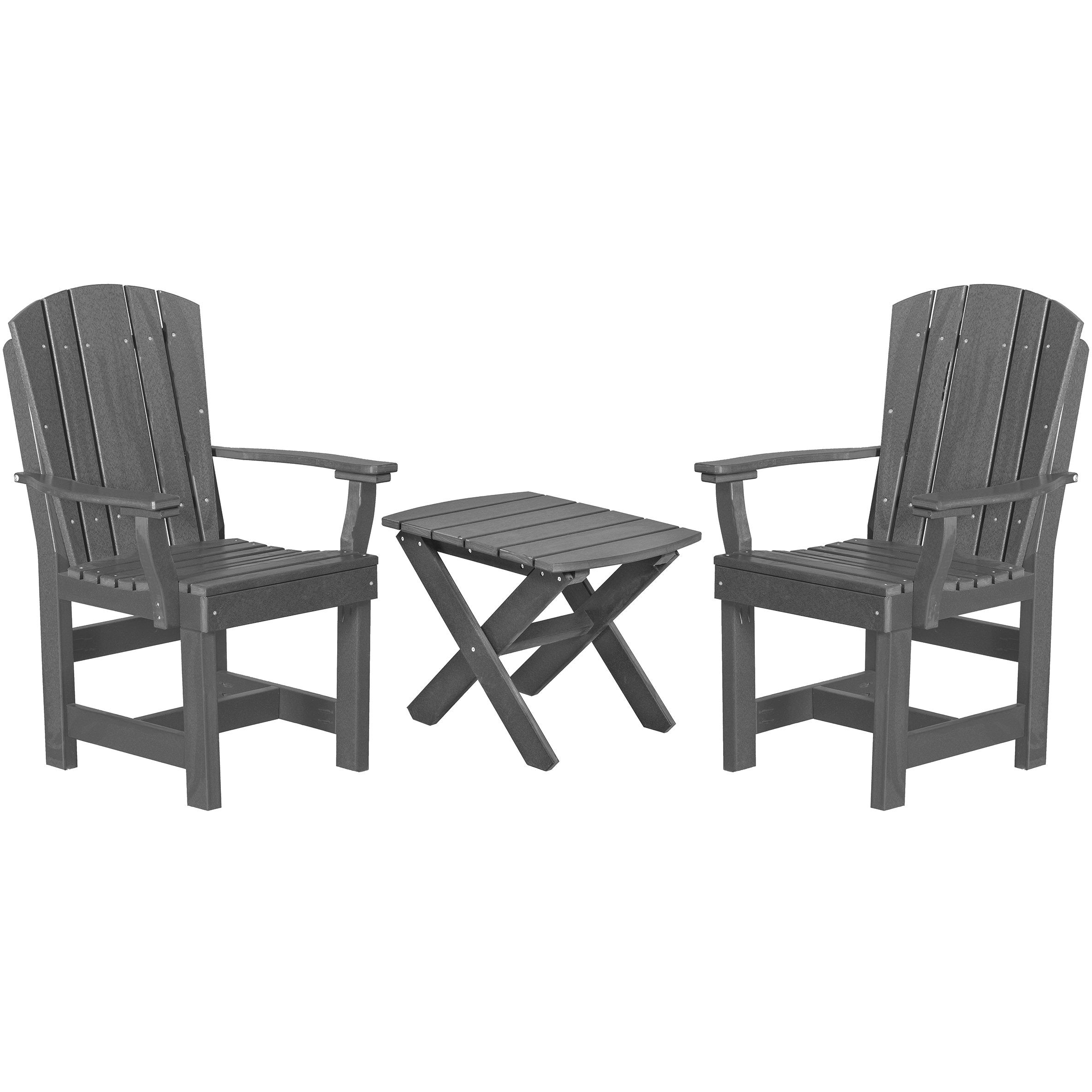 charcoal grey duraweather three piece upright plantation bistro set all weather polywood