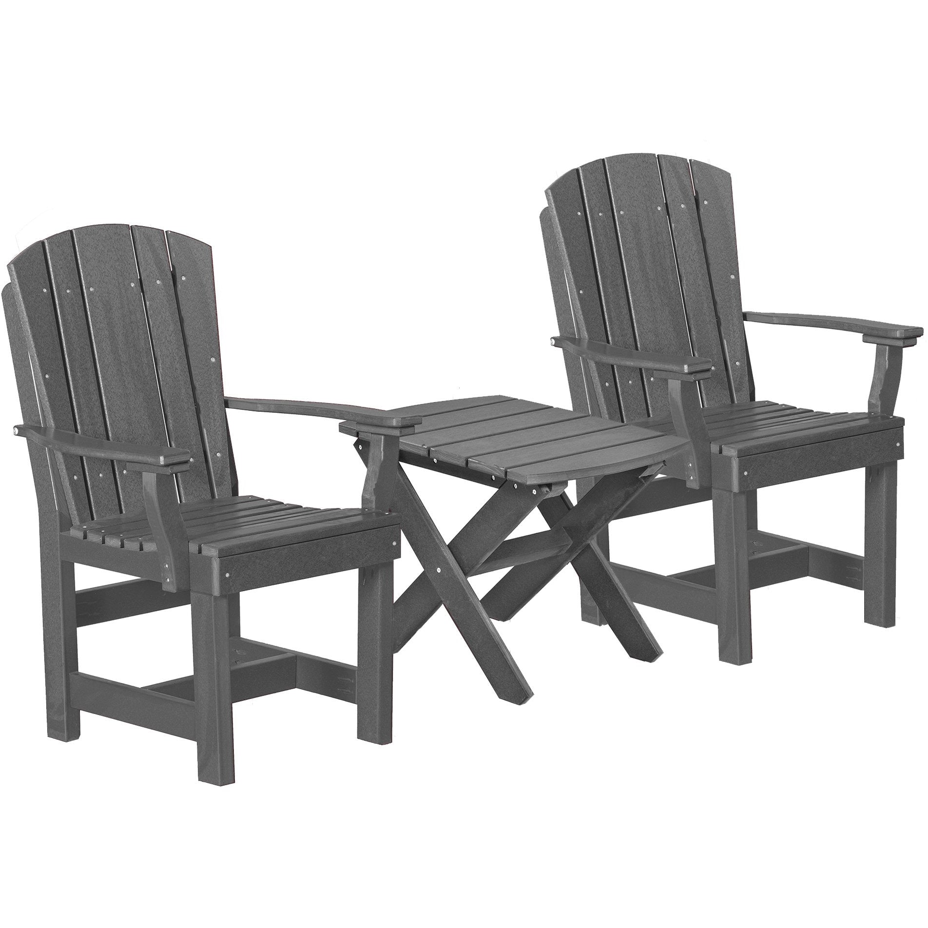 charcoal grey duraweather three piece upright plantation bistro set all weather polywood