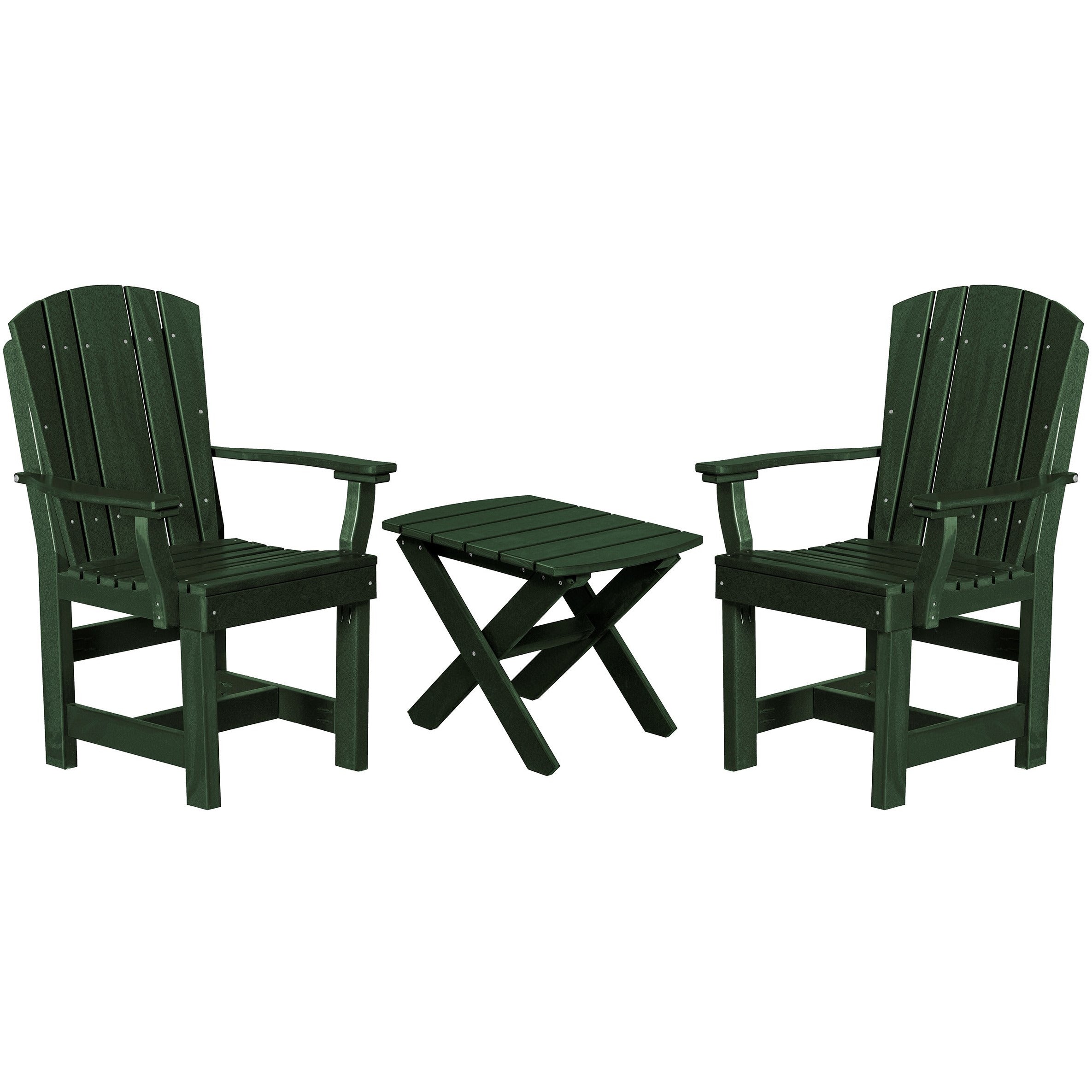 natural forest green duraweather three piece upright plantation bistro set all weather polywood