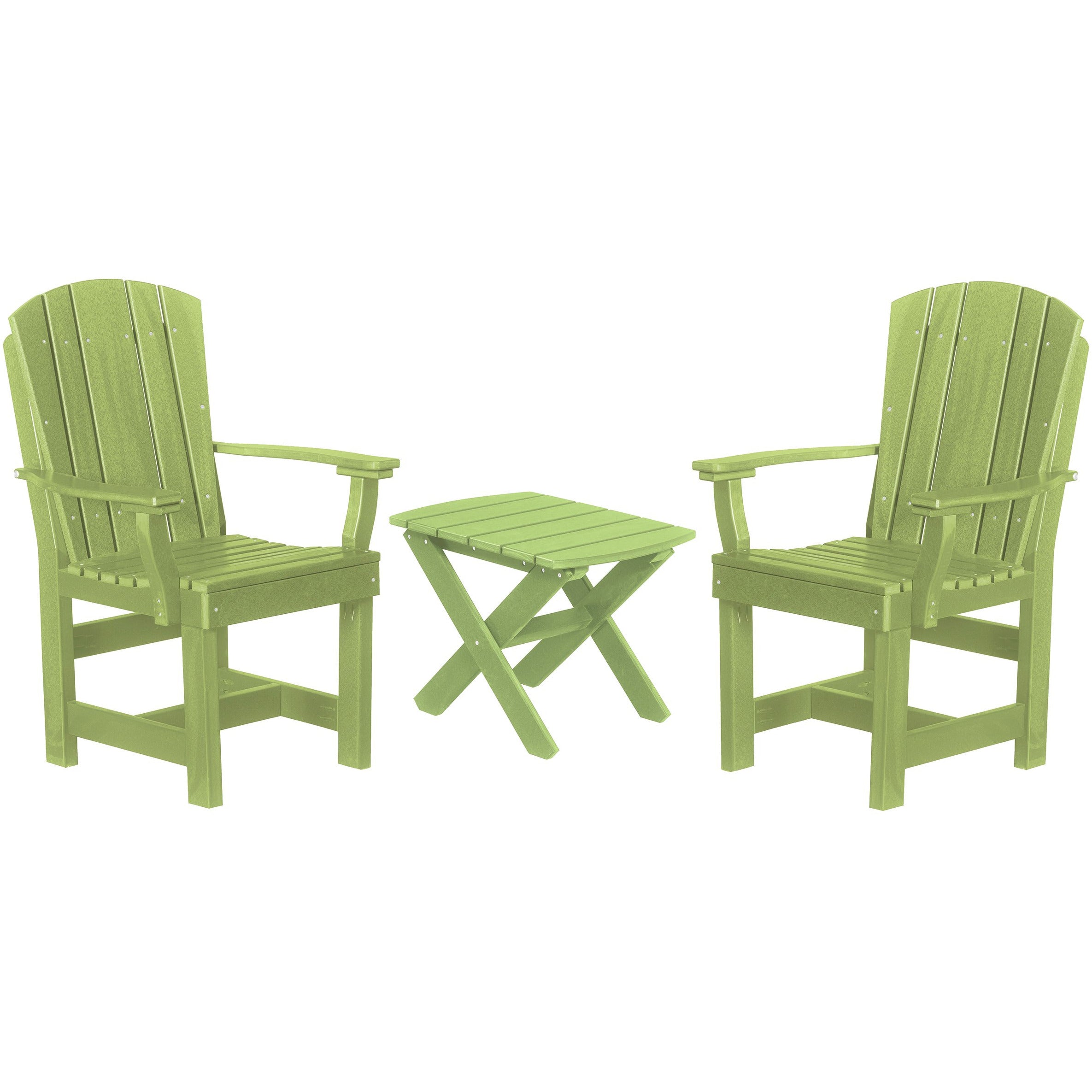 kiwi green duraweather three piece upright plantation bistro set all weather polywood