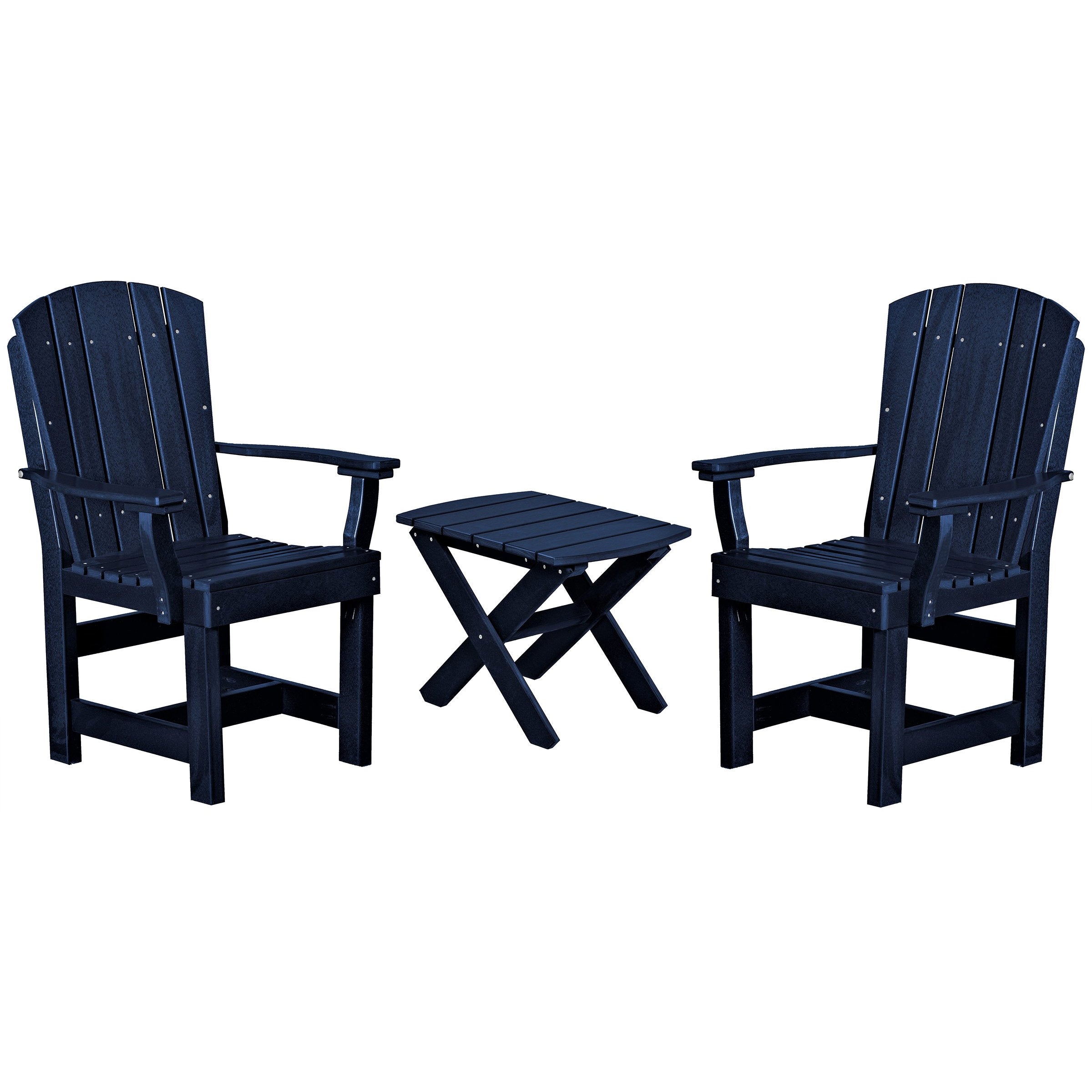 navy duraweather three piece upright plantation bistro set all weather poly wood