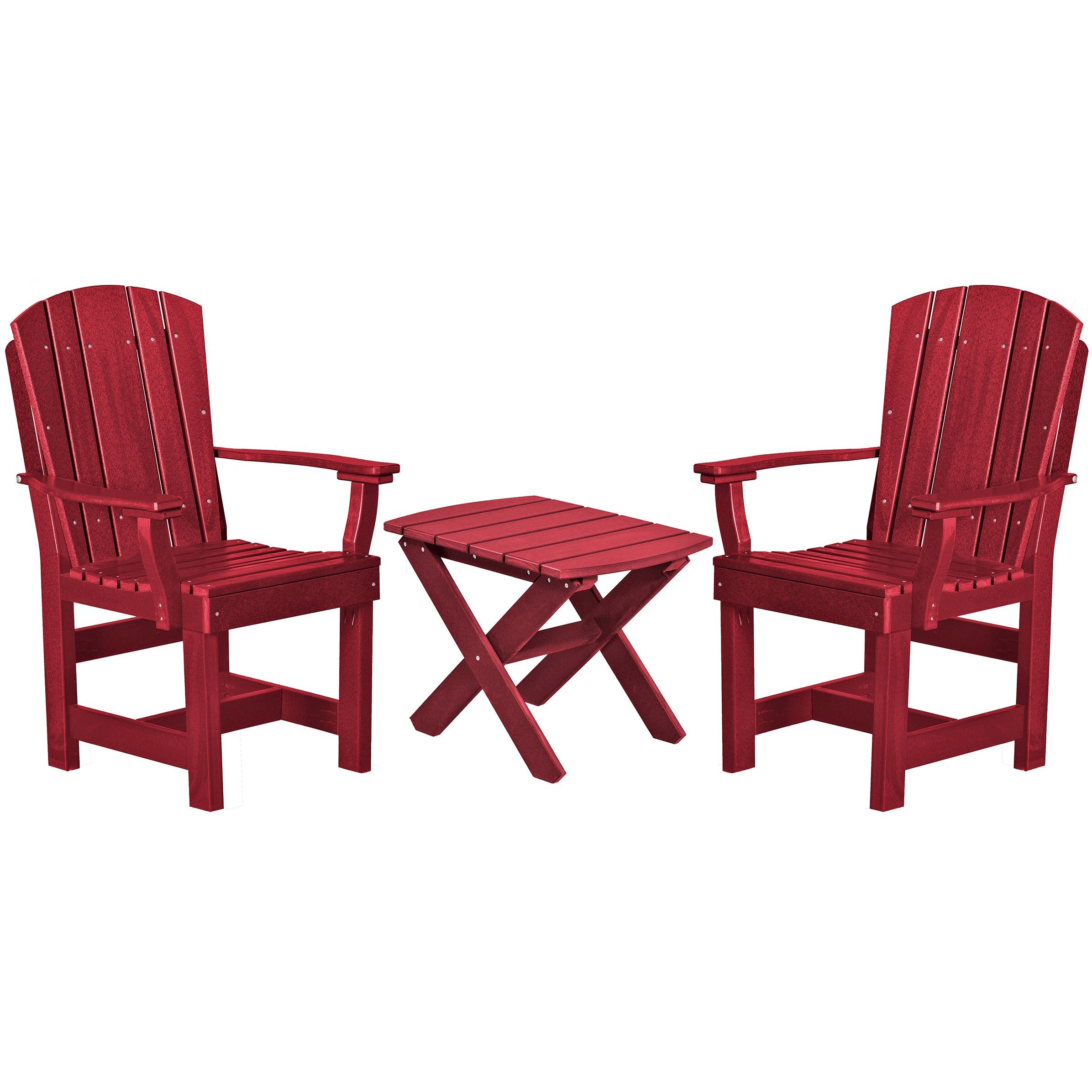 red duraweather three piece upright plantation bistro set all weather poly wood