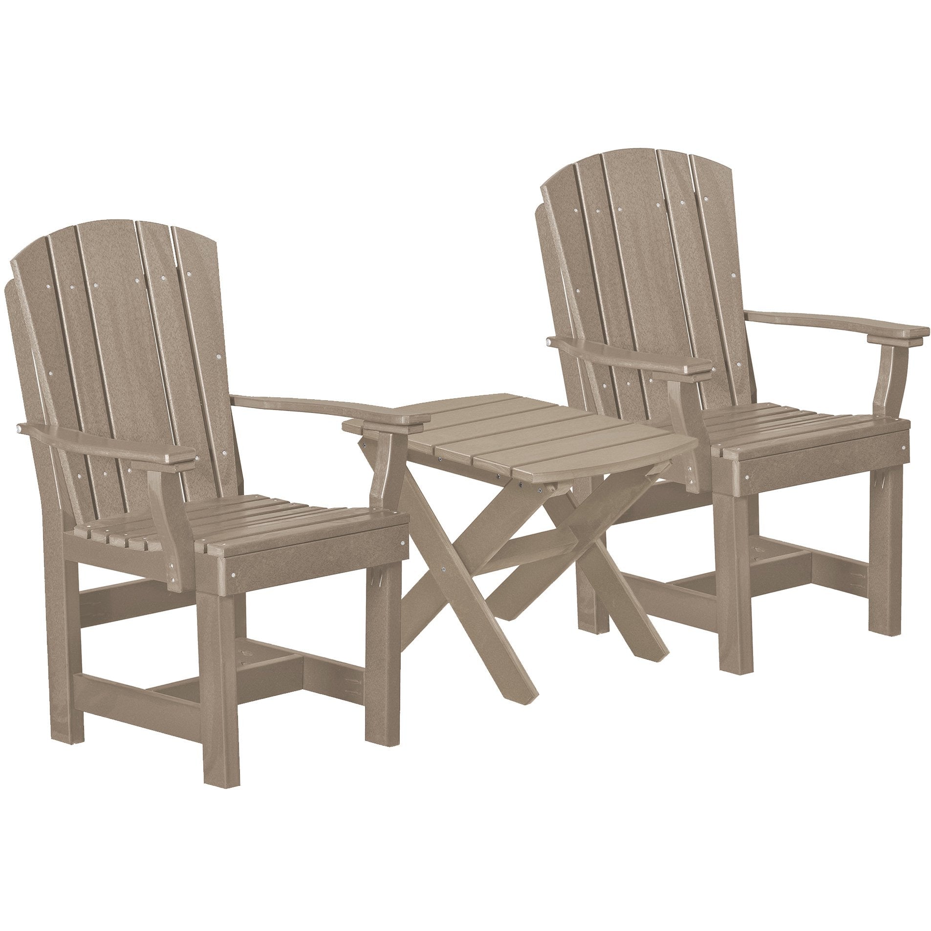 birchwood taupe duraweather three piece upright plantation bistro set all weather polywood