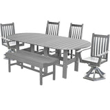 6 pc. Combination Mission 84x44" Inch Oval Table Dining Set