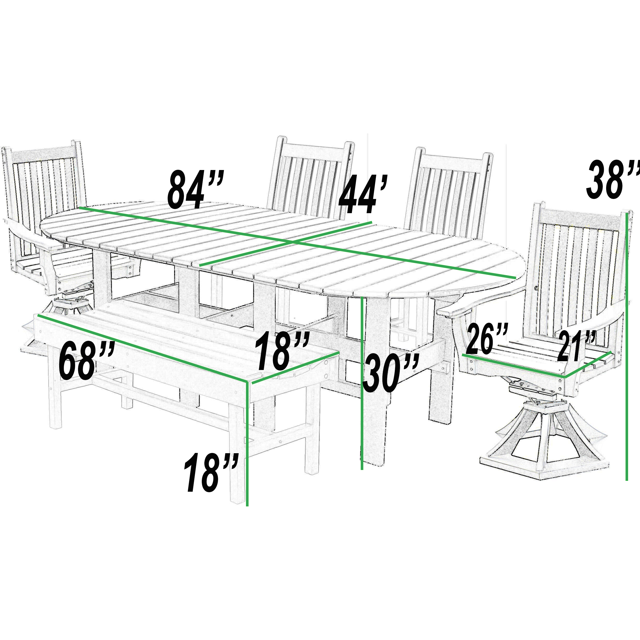 DURAWEATHER POLY® 6-Piece Mission Oval Dining Table Set