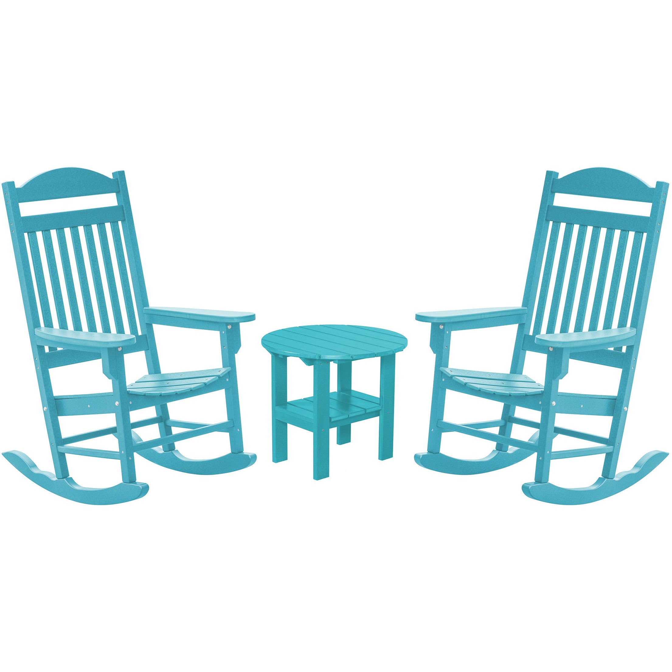 DURAWEATHER POLY® Set of 2 Mission Porch Rockers with Round Side Table