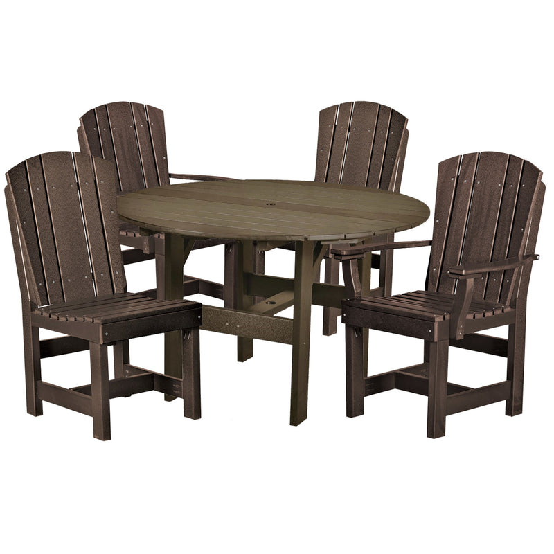 5-Piece Plantation 46" Inch Round Table Dining Set with Two Dining Arm Chairs and Two Dining Side Chairs