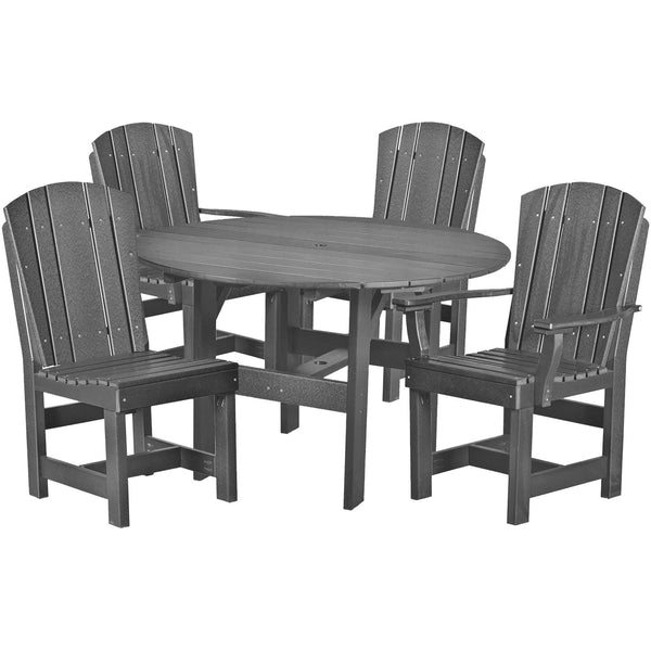 5-Piece Plantation 46" Inch Round Table Dining Set with Two Dining Arm Chairs and Two Dining Side Chairs