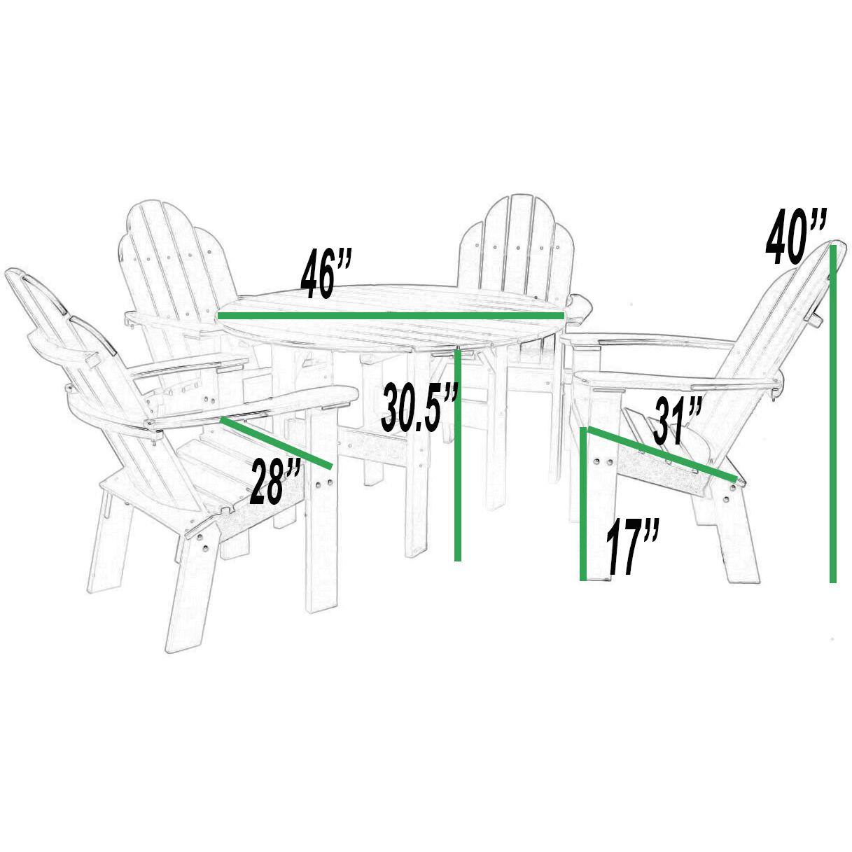 DURAWEATHER POLY® 5-Piece Traditional Dining Table Set