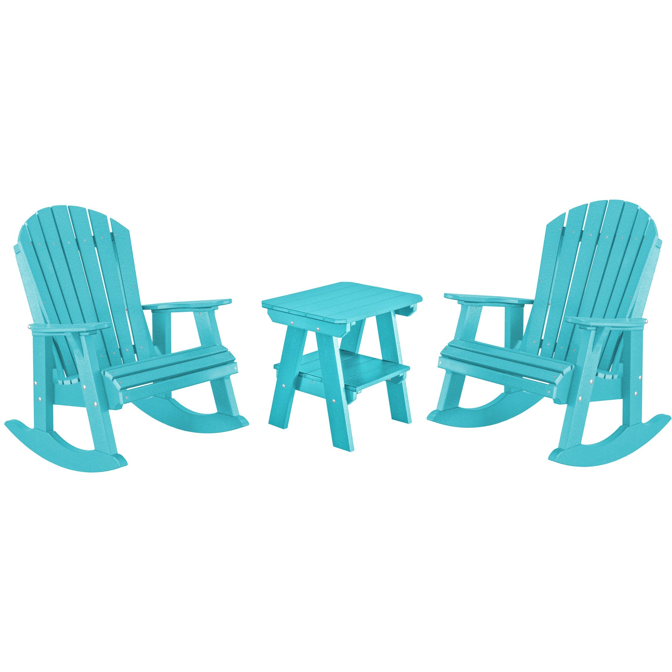 Adirondack Porch Rockers with Two Tier End Table