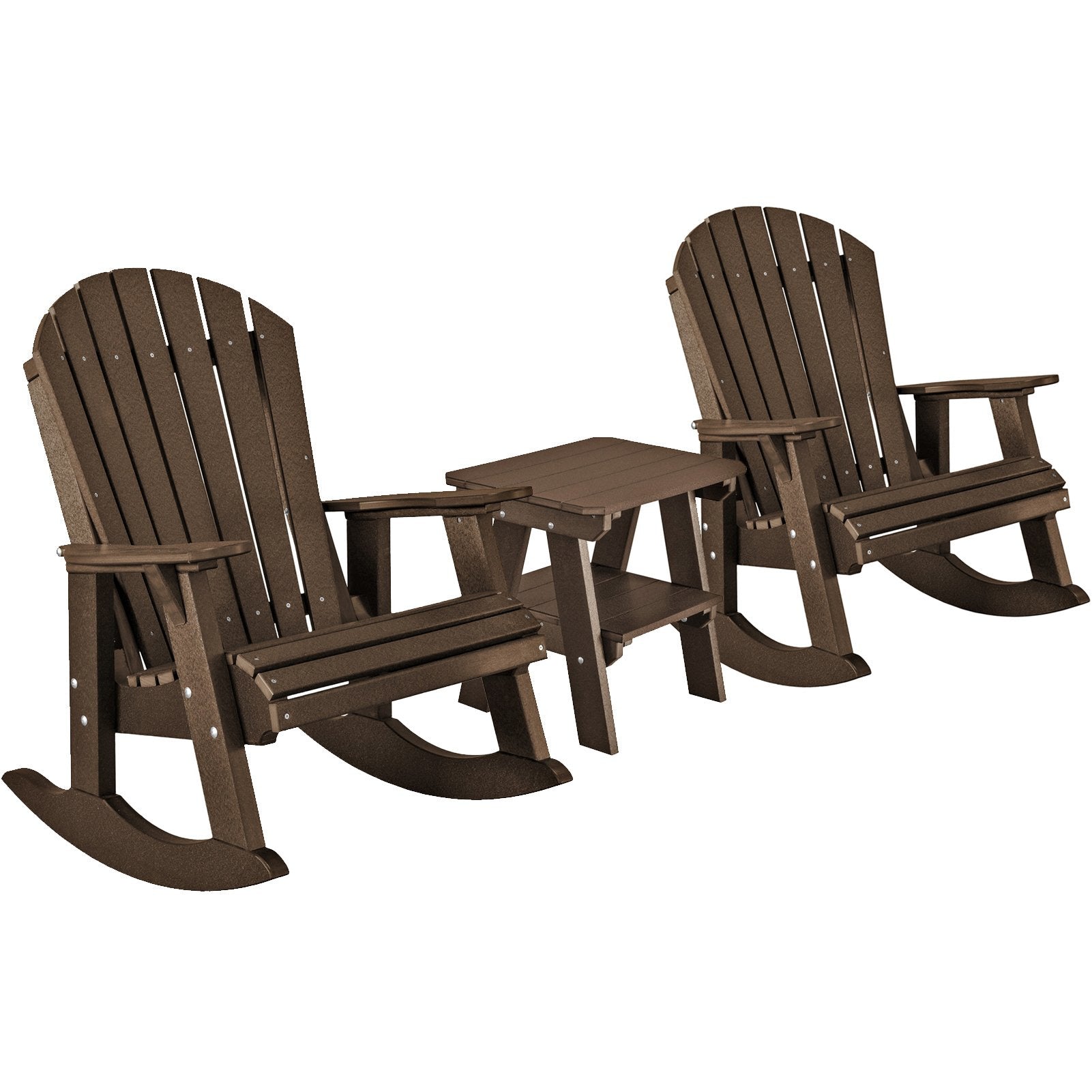 Adirondack Porch Rockers with Two Tier End Table