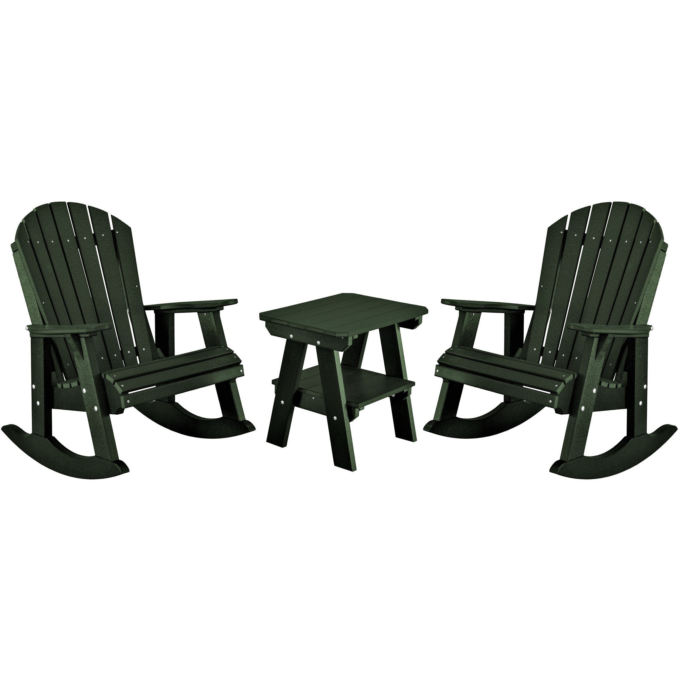 Adirondack Porch Rockers with Two Tier End Table