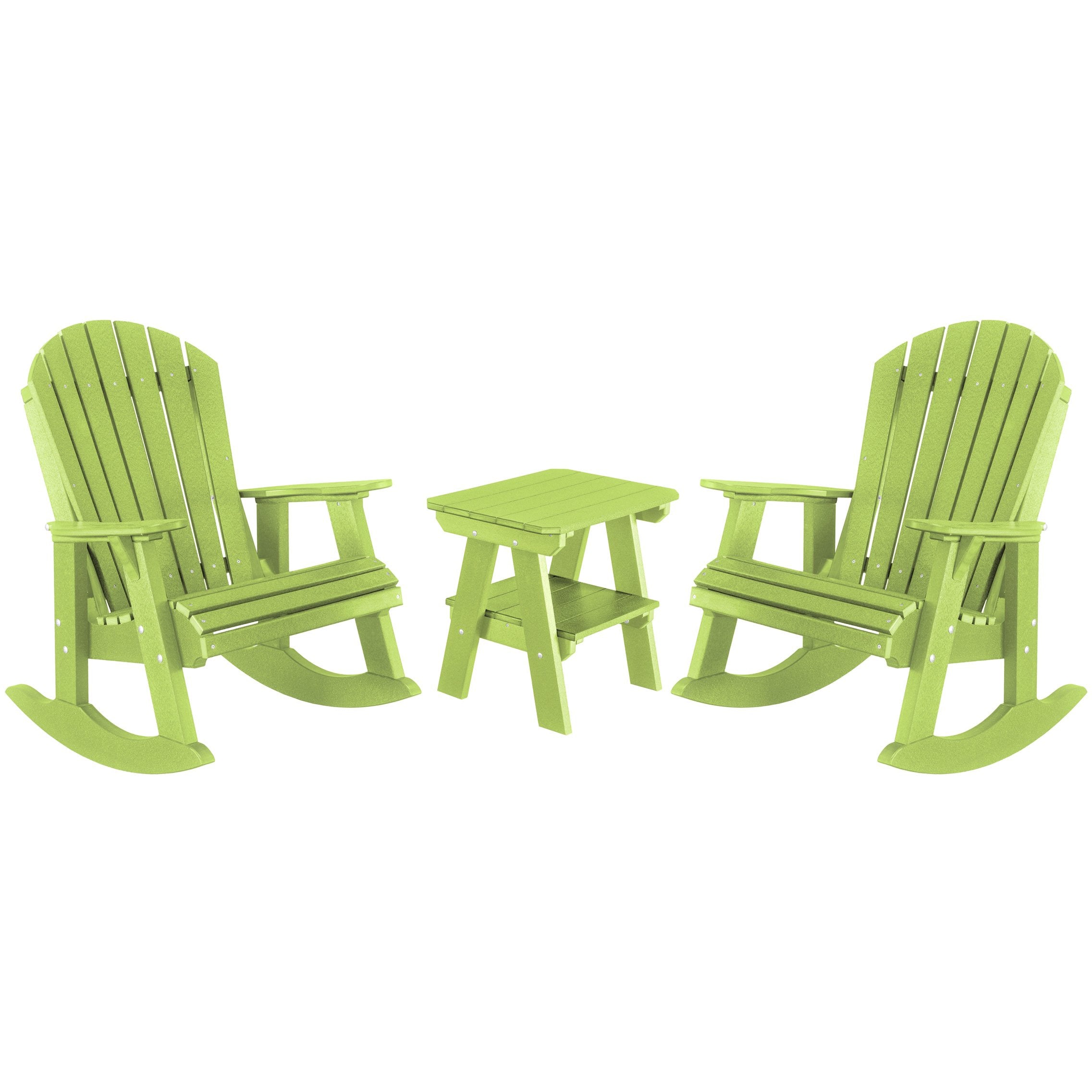 Adirondack Porch Rockers with Two Tier End Table