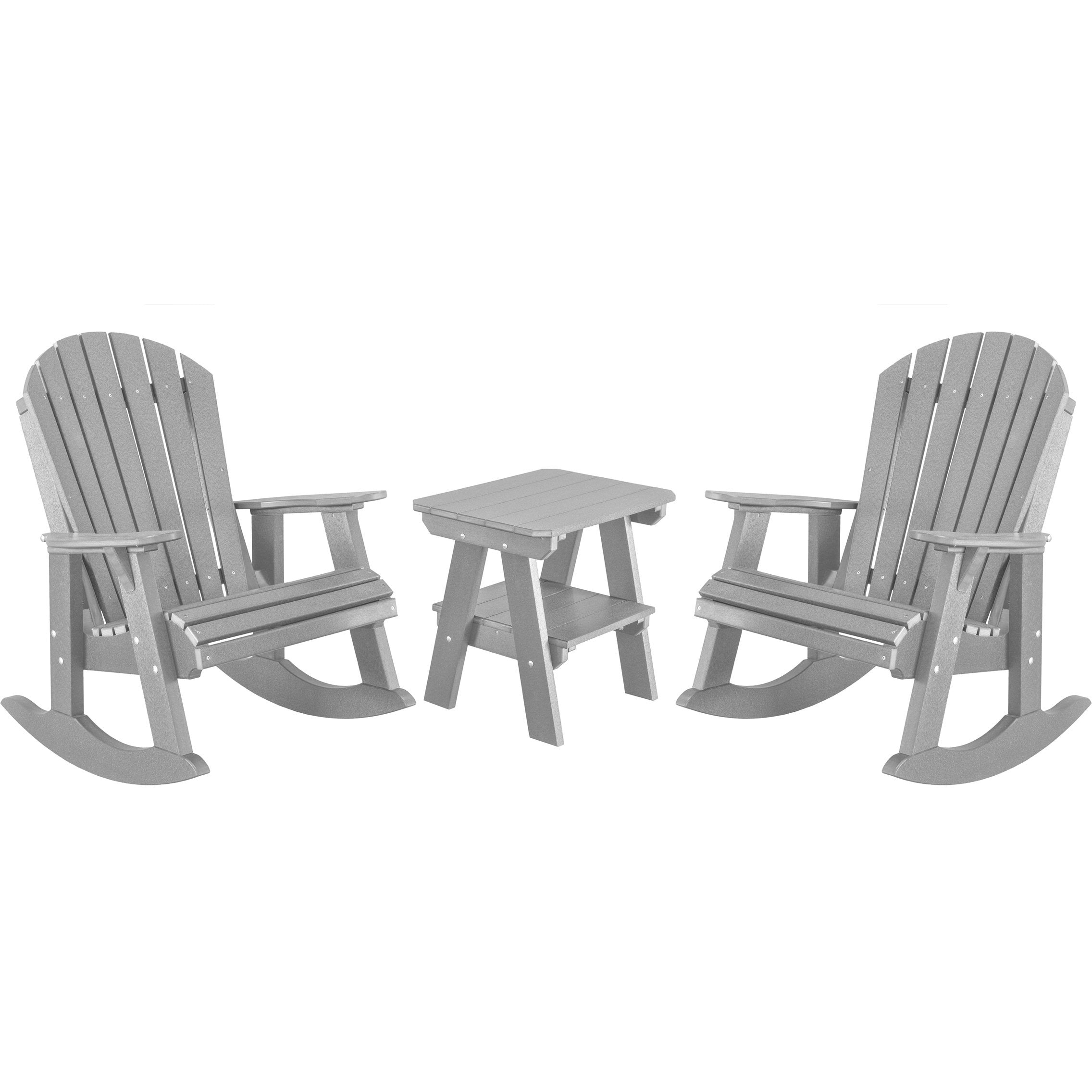 Adirondack Porch Rockers with Two Tier End Table