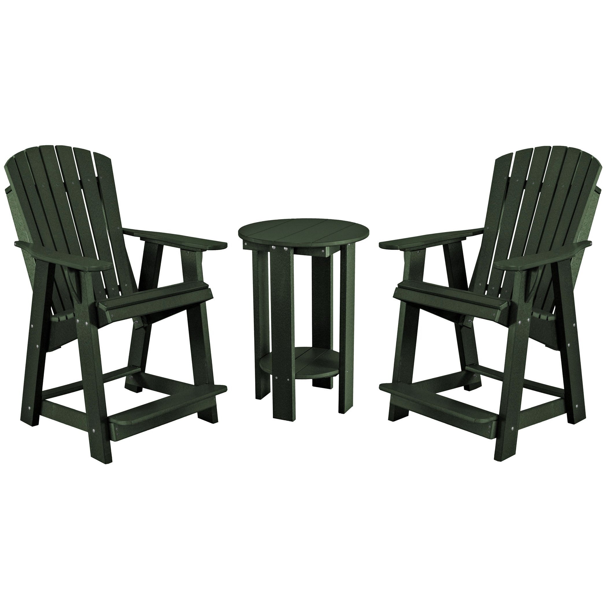 natural forest green three piece richmond adirondack counter and table bistro set