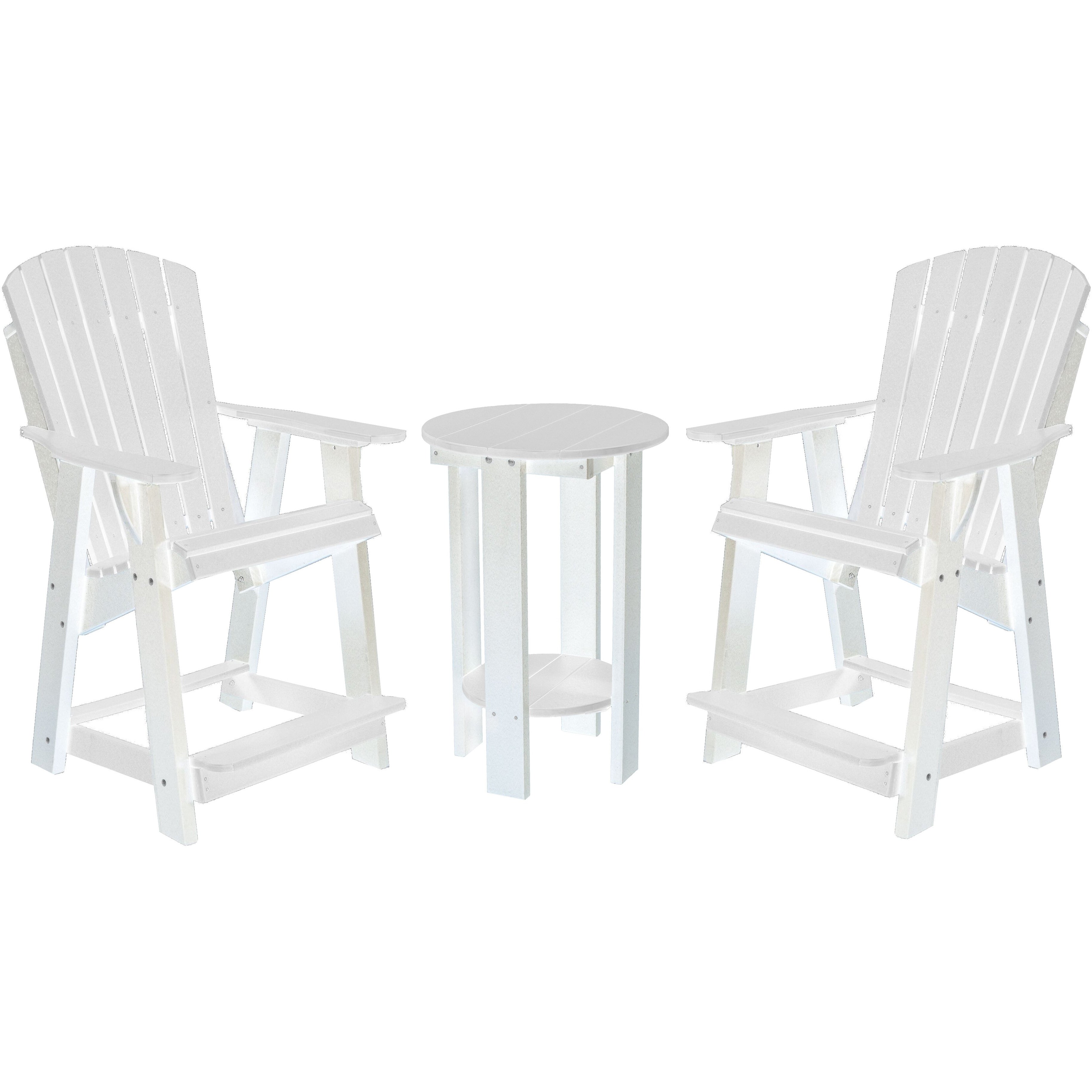 white three piece richmond adirondack counter and table bistro set