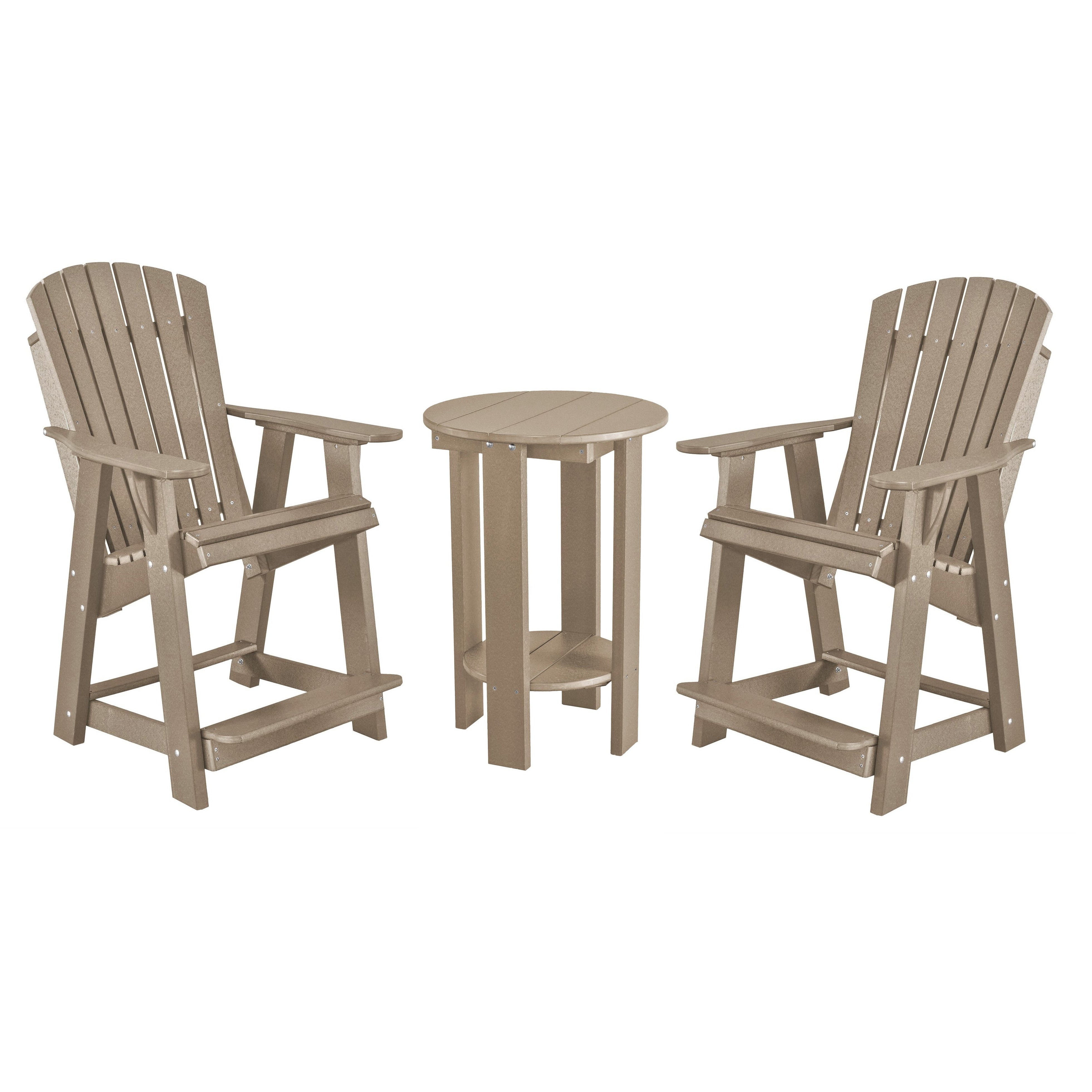 birchwood taupe three piece richmond adirondack counter and table bistro set