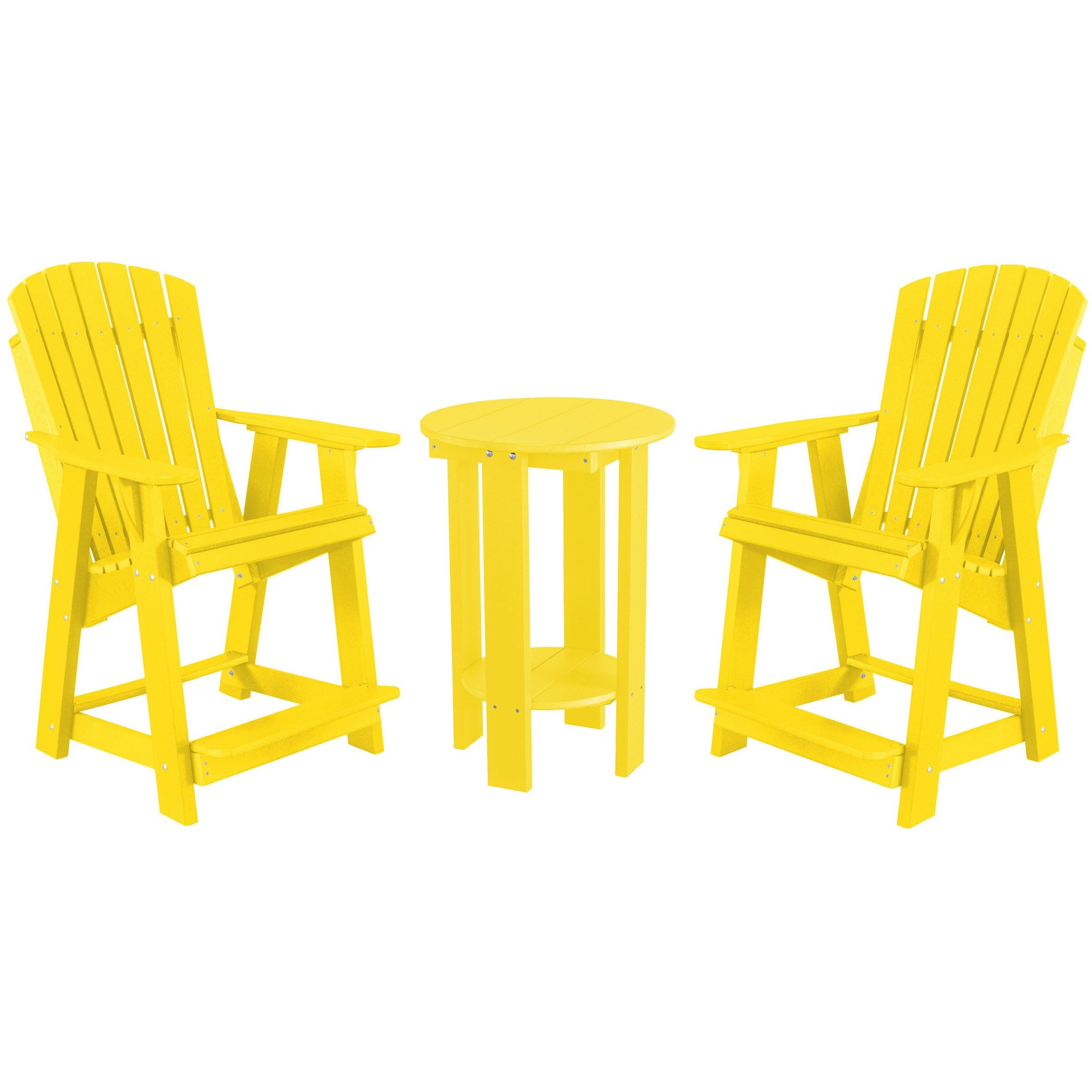 yellow three piece richmond adirondack counter and table bistro set