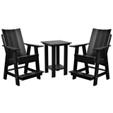 black three piece modern counter chair and table bistro set all weather poly wood patio furniture