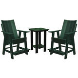 natural forest green three piece modern counter chair and table bistro set all weather poly wood patio furniture