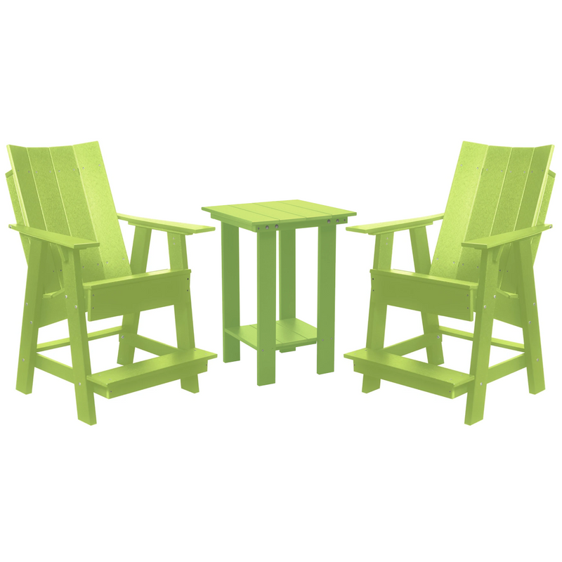 kiwi three piece modern counter chair and table bistro set all weather poly wood patio furniture