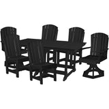 7 pc. Plantation 72x44" Inch Rectangular Dining Table Set With Two Swivel Rockers