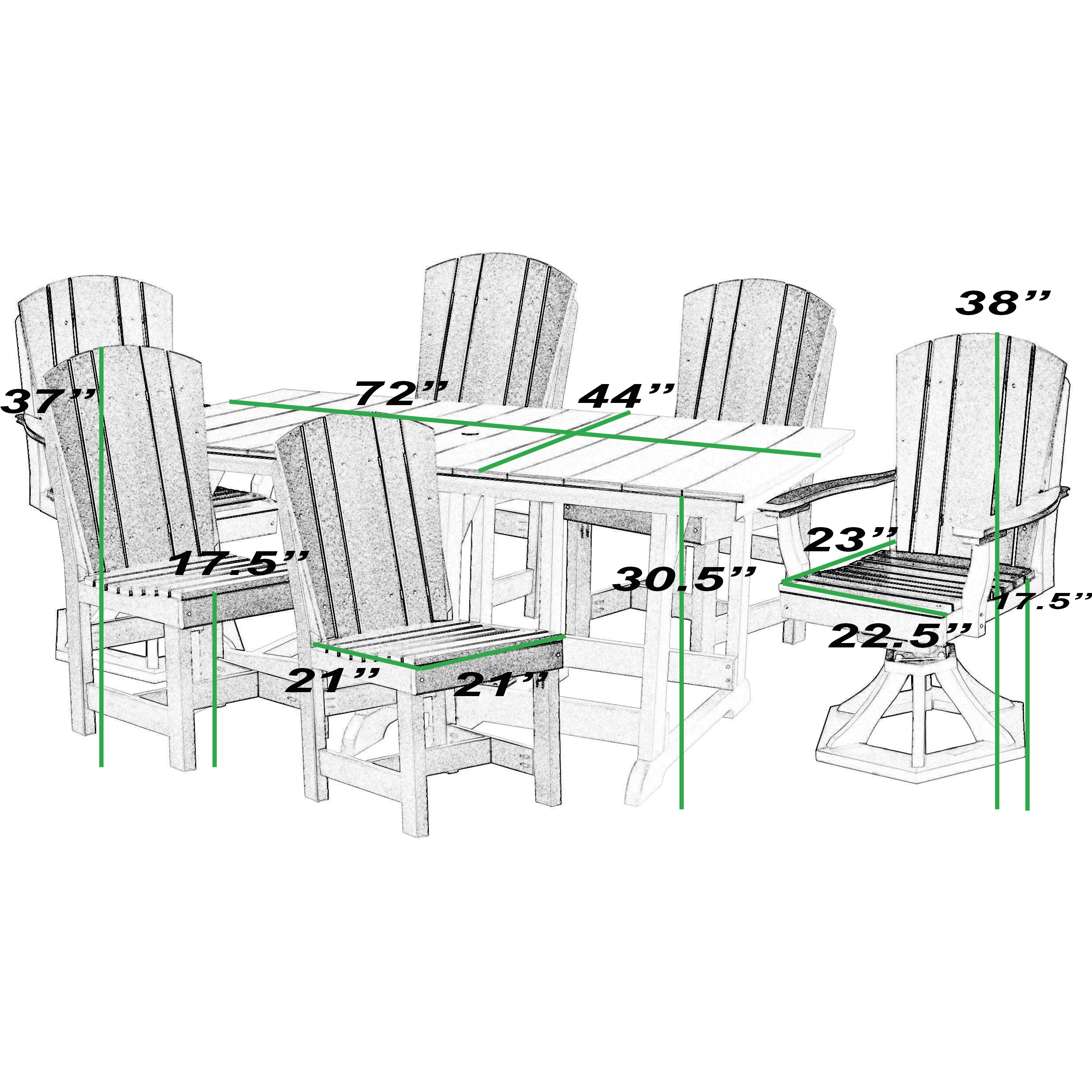 DURAWEATHER POLY® 7-Piece Plantation Dining Table Set With Two Swivels