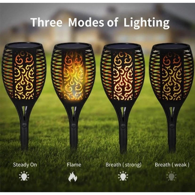 Set of 4 - Solar Powered Outdoor Flickering Lanterns - Rechargeable No Wires Or Batteries Needed!