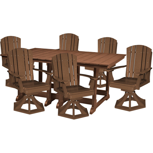 7 pc. Plantation 72x44" Inch Rectangular Dining Table Set With All Swivel Rockers