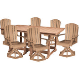 7 pc. Plantation 72x44" Inch Rectangular Dining Table Set With All Swivel Rockers