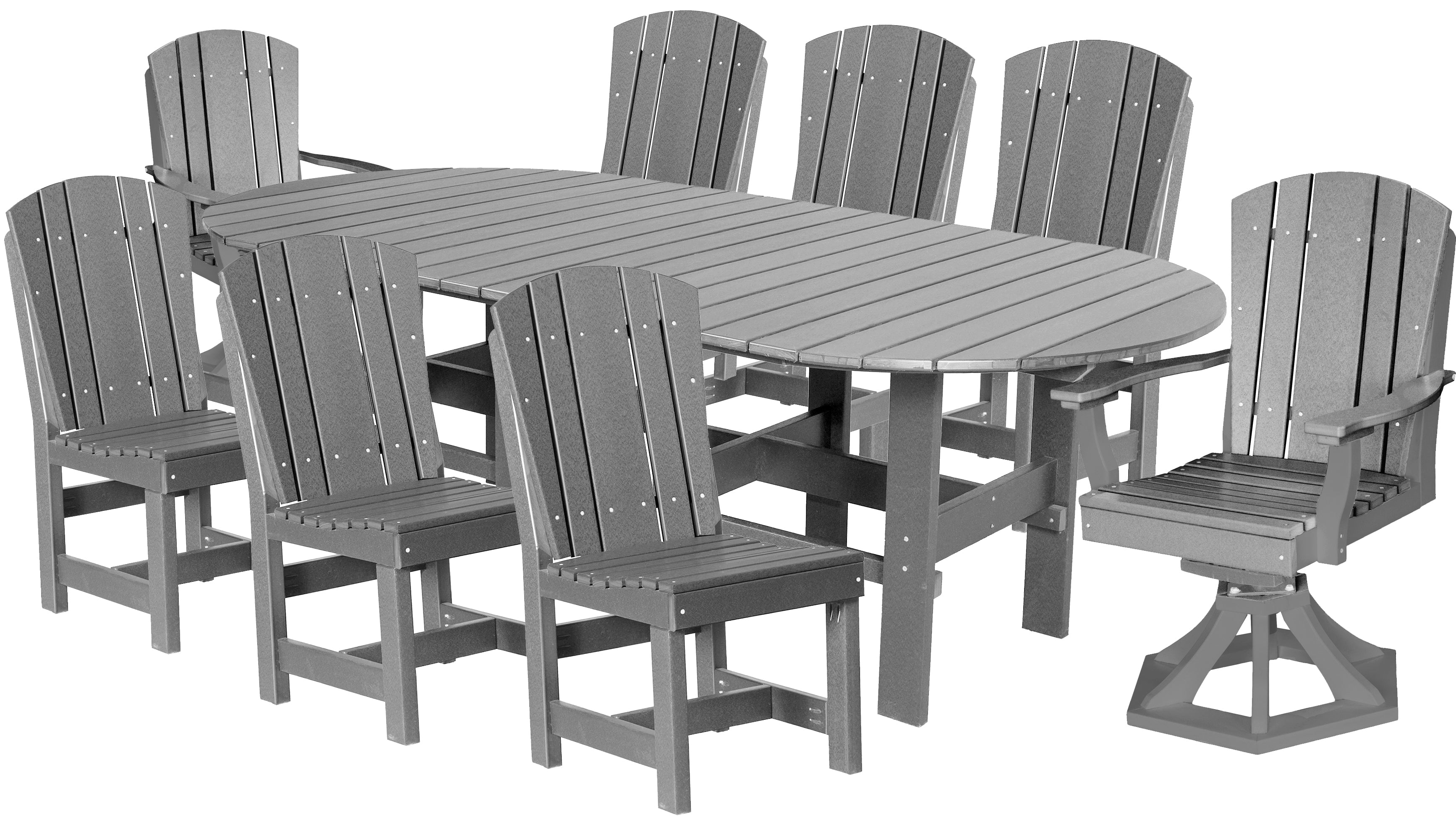 DURAWEATHER POLY® 9-Piece Plantation Oval Dining Table Set With Two Swivels