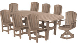 9 pc. Plantation 84x44" Inch Oval Dining Table Set With Two Swivel Rockers