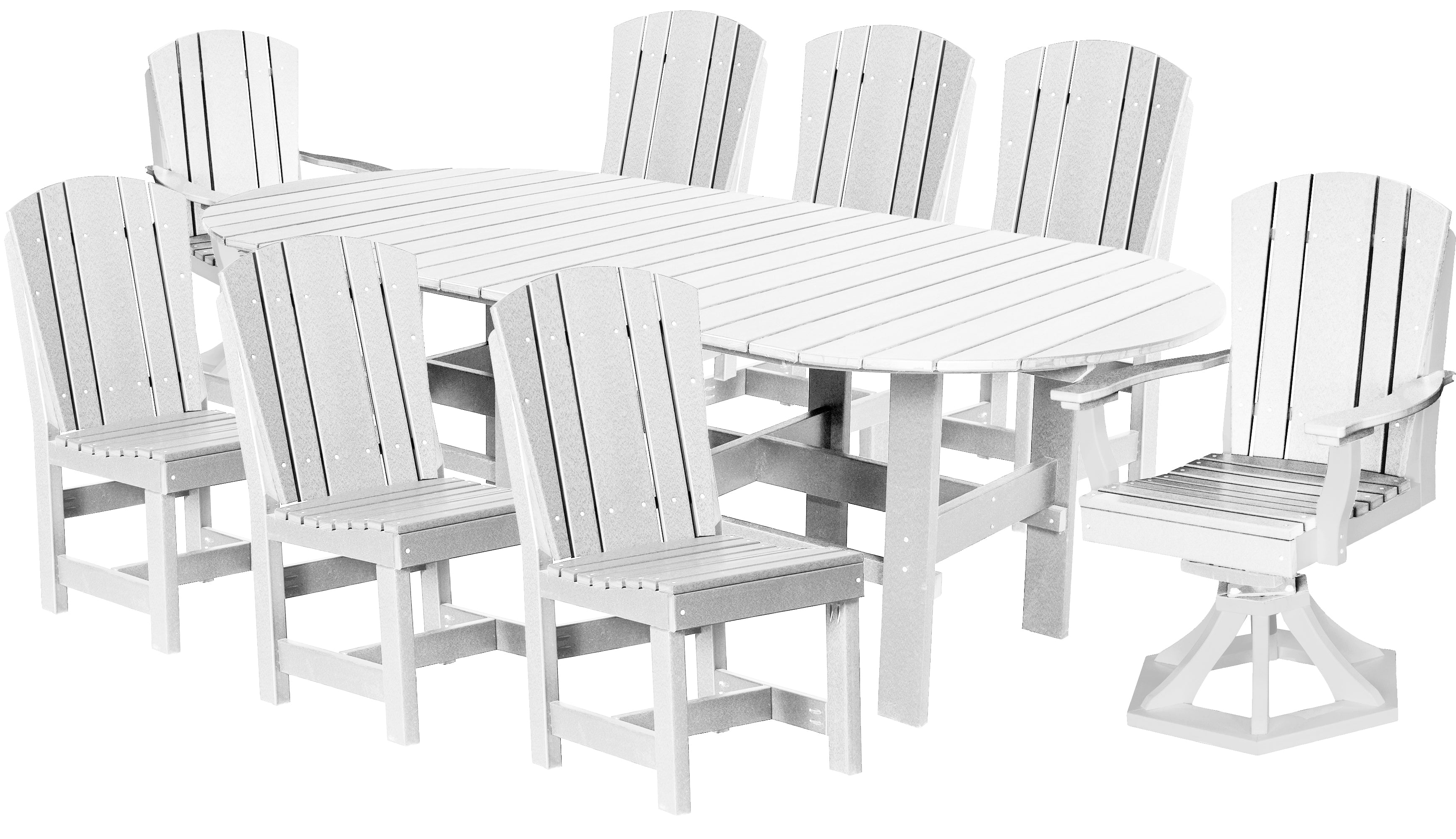 DURAWEATHER POLY® 9-Piece Plantation Oval Dining Table Set With Two Swivels