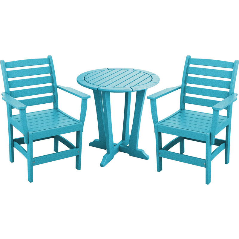 aruba blue three piece countryside bistro set poly patio furniture