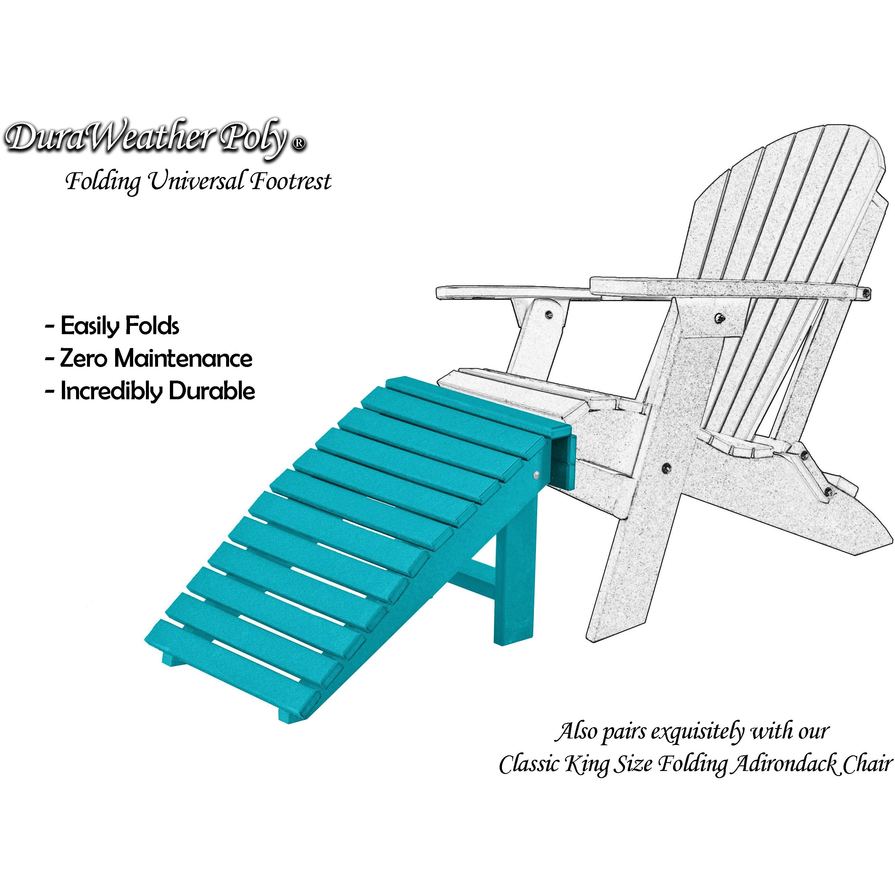 DuraWeather Poly&reg; Universal Folding Ottoman Footrest - Ships Fully Assembled