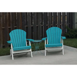 DuraWeather Poly&reg; King Size Folding Adirondack Chair - (Aruba Blue on White)