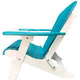 aruba blue on white duraweather king size folding adirondack chair all weather poly wood