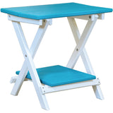 aruba blue on white duraweather folding end table with removeable serving tray all weather poly wood