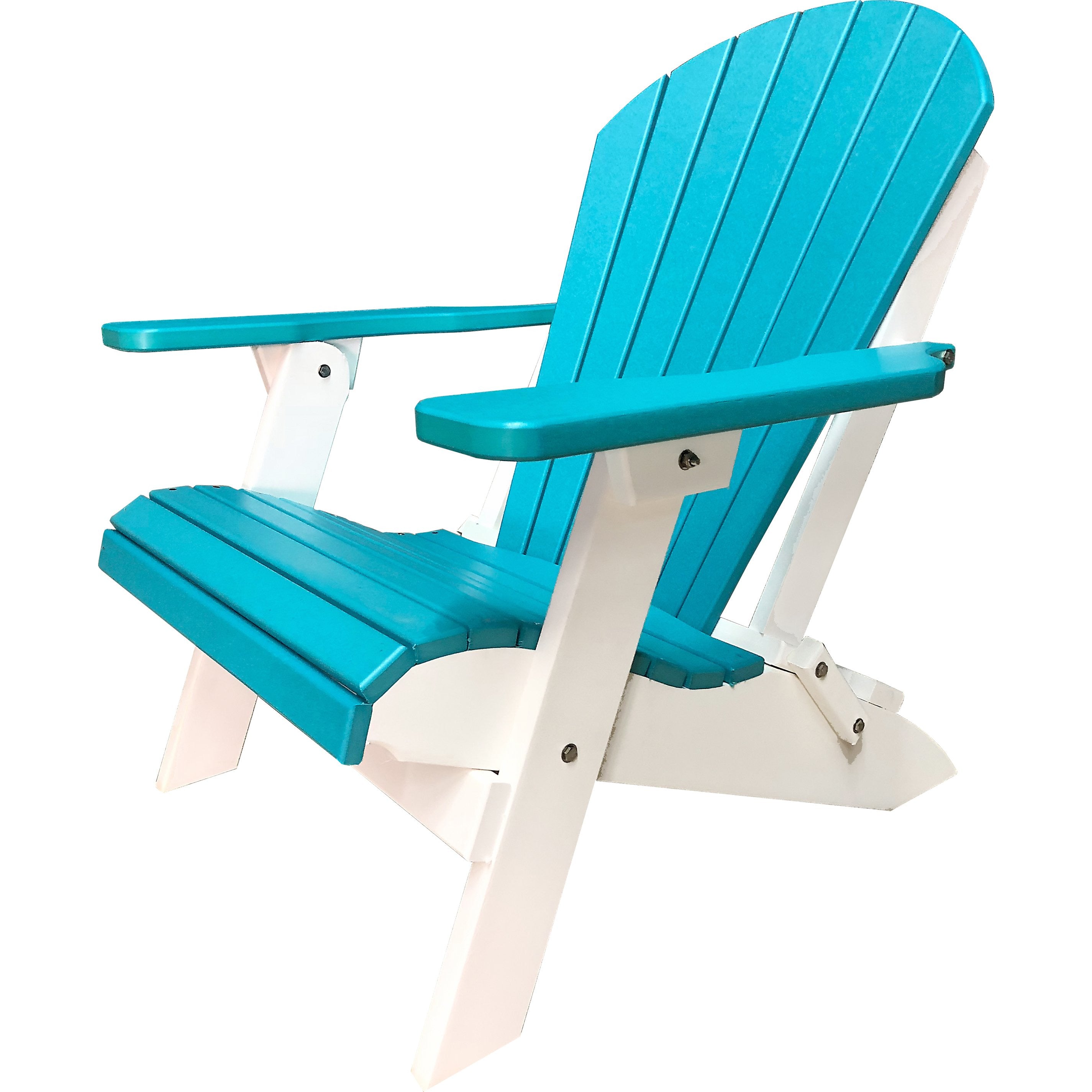 DuraWeather Poly&reg; King Size Folding Adirondack Chair - (Aruba Blue on White)