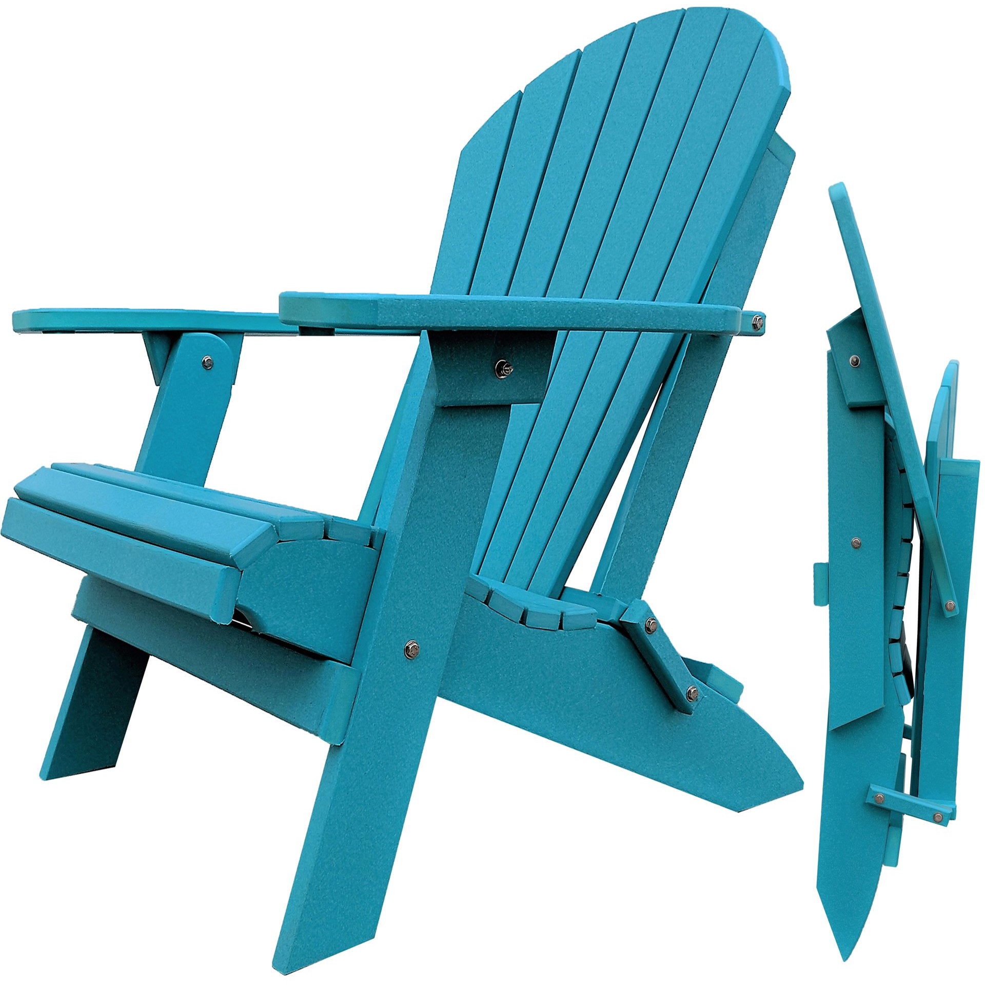 DuraWeather Poly&reg; King Size Folding Adirondack Chair - (Aruba Blue)