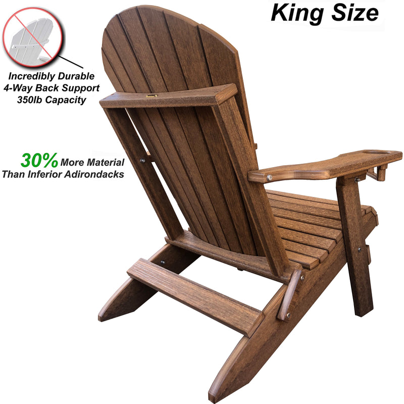 Set of 6 - DuraWeather Poly&reg; King Size Folding Adirondack Chair with Built-in Cup Holders (24+ Color Options)