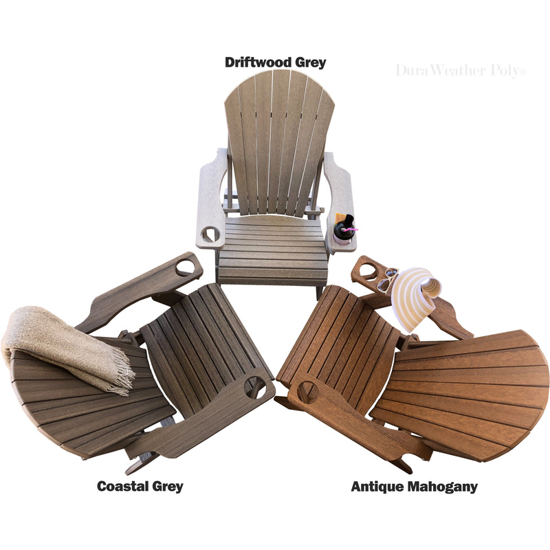 Set of 6 - DuraWeather Poly&reg; King Size Folding Adirondack Chair with Built-in Cup Holders (24+ Color Options)